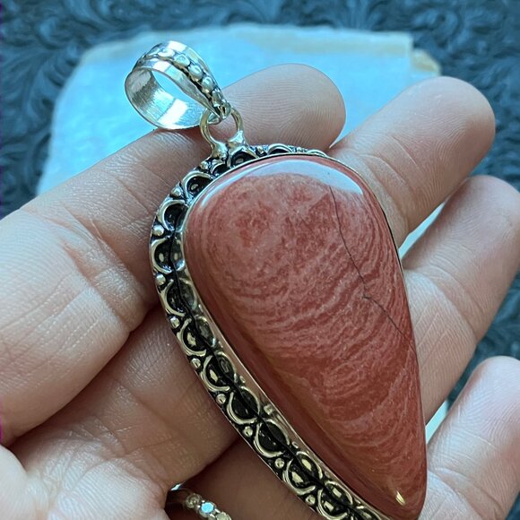 Red Rainbow Jasper Pendant Stone Crystal Jewelry - Picture 3 of 7
